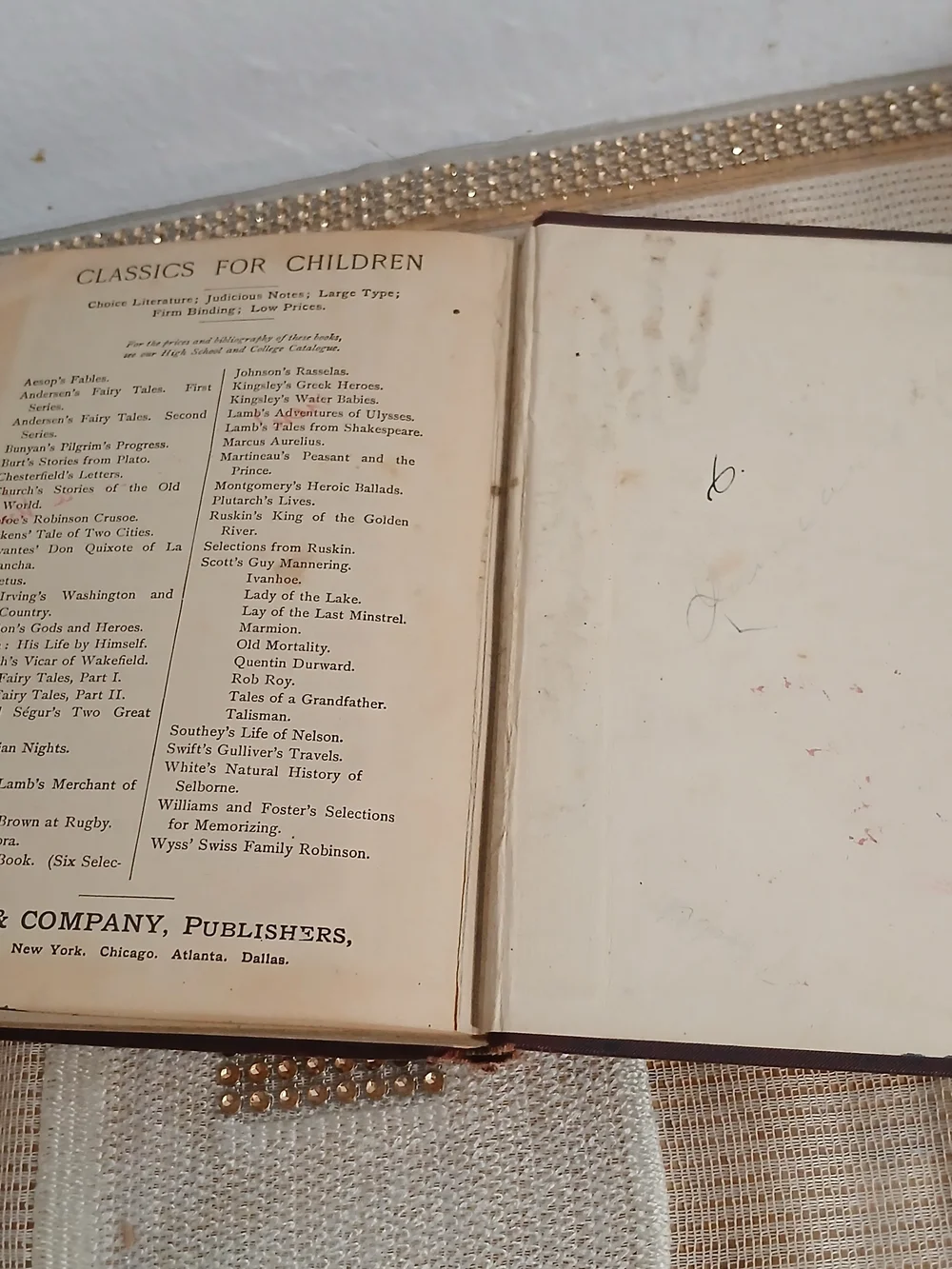 1898 TEN BOYS WHO LIVED ON THE ROAD FROM LONG AGO Jane Andrews Book Antique